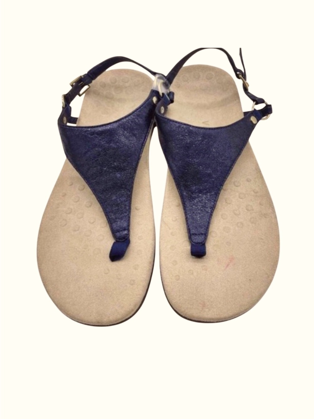 Vionic Kirra Navy Leather Thong Sandals for Women Sz 8